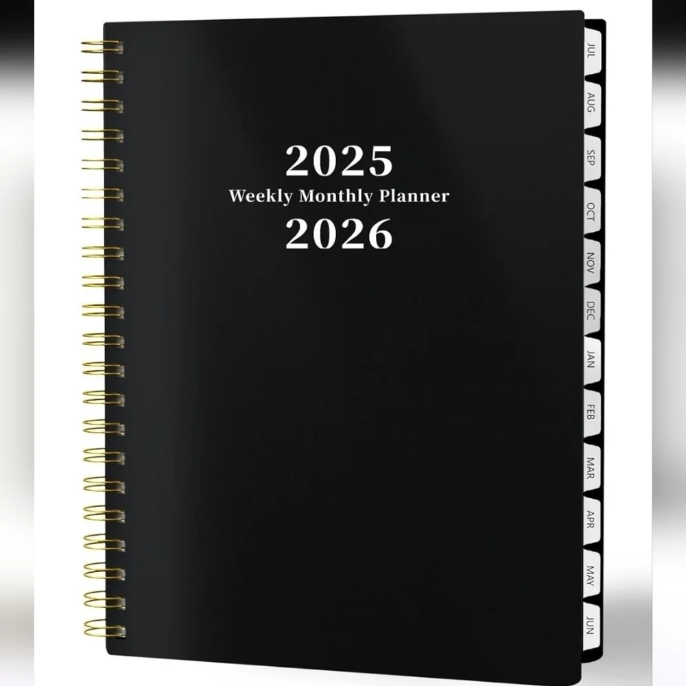 Black 2025-2026 Weekly Monthly Planner